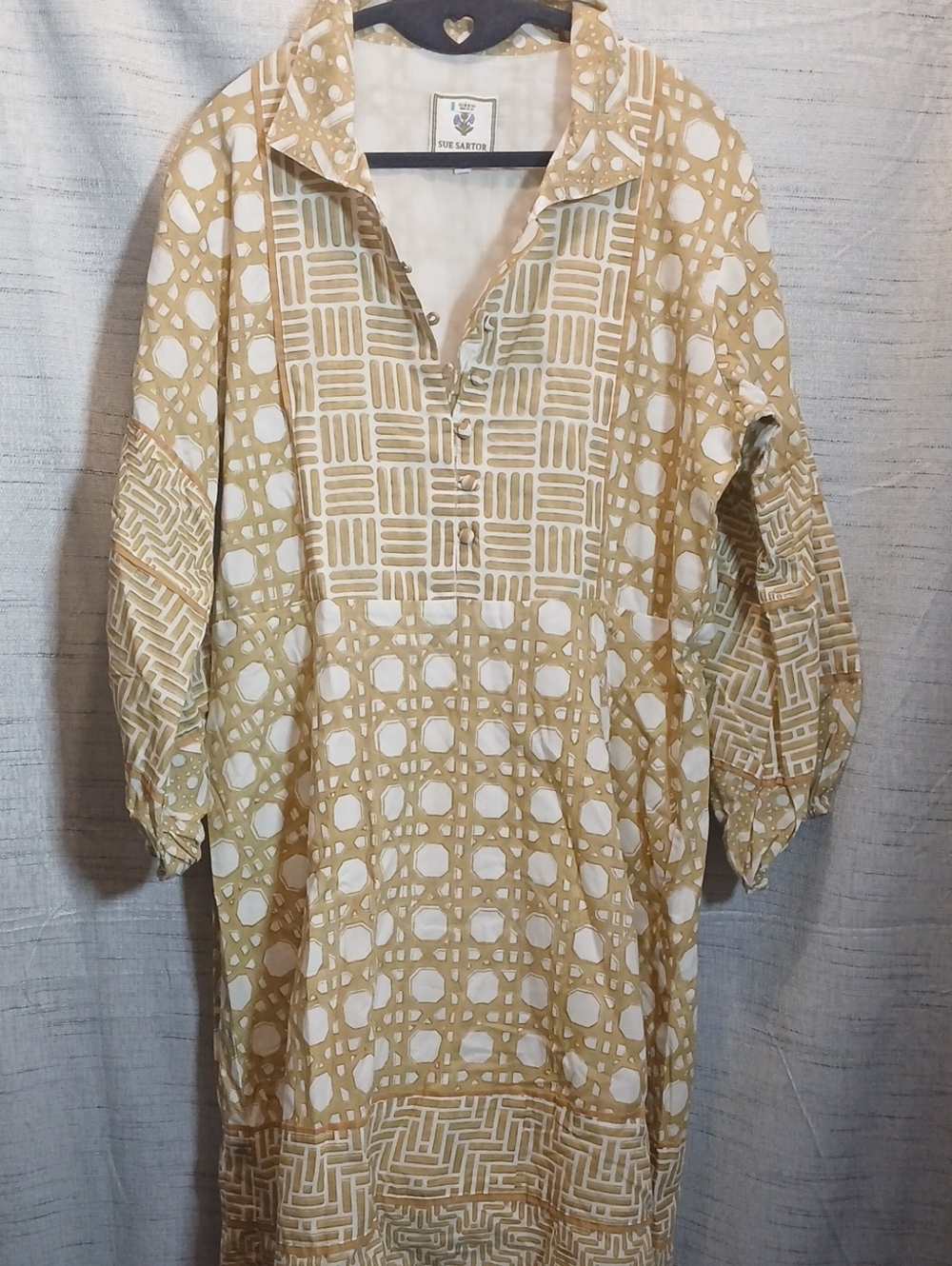 Sue Sartor Rattan Scallop Shell Print Dress Sz L